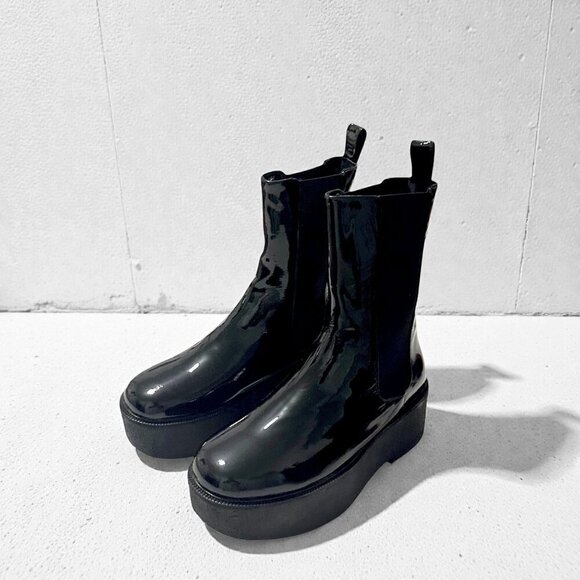 Staud Palamino Black Patent Leather Platform Chelsea Boots, Size 40 EU, New - Picture 6 of 16